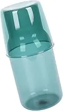 TIDTALEO Transparent Glass Carafe Multi Functional Cold Water Container with Cup Easy Pour for Tea Milk Beverages for Home Desktop Use