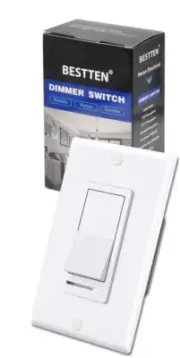 BESTTEN single SLIM Dimmer Light Switch, Single-Pole or 3-Way, White 120v