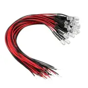 25Pcs 5mm Pre-Wired Diffused LED Diodes Light 20mA DC 9-12V Red
