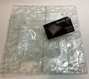 Square Serving Platter Tray Set Fused Art Glass Handmade Slumped Clear Signed
