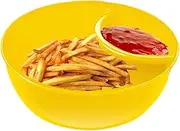 Fries and Dips Tray Divided Bowl for Potatoes and Fried Sauces Split Cereal Stackable Plate with Wetting Section Cookie Bowls