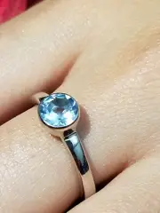 Light Sky Blue Topaz Gemstone Genuine Solitaire 925 Sterling Silver Ring 7
