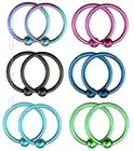 12 pcs. 16G 5/16" Value Pack Anodized Captive Bead Ring Cartilage Septum Labret