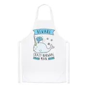 Beware Crazy Narwhal Man Chefs Apron - Unicorn Funny Animal