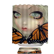 Faces of Faery #57 Girl with Monarch Butterflies Shower Curtain
