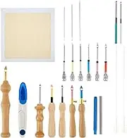 Fxvhojq 35Pcs Punch Needle Kit Punch Needle Embroidery Kits Adjustable Punch Needle Tool Wooden Handle Embroidery Pen Needle for Embroidery Floss Cross Stitching Beginner