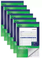 Large Sales Order Books 6 Pack 2-Part Carbonless White/Canary Yellow 5-7/16 x...