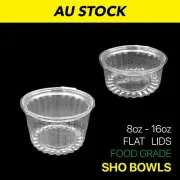 Clear ShoBowls Cake Muffin Pod Salad Plastic Container Flat Lid Food Grade NEW
