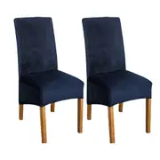 2Pcs Stretch Chair Covers for Dining Room Large Dining Room Side Chair Slipcover -Blue