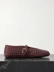[Alaïa] Alaïa - Crystal-embellished Suede Ballet Flats - Burgundy - IT40 IT 40 Burgundy