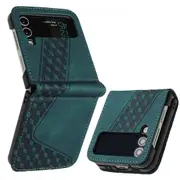 Samsung Galaxy Z Flip 3 Case, PU Leather Flip Cover Magnetic Clasp Design Wallet Card Slots Stand Case - Green