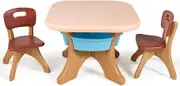Costway Kids Table and Chairs Set Toy Storage Boxes Activity Play Desk Study Drawing Plastic Children Furniture, Green/Pink (Brown)