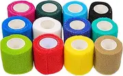 LUOZZY 12 Pcs Self Adhesive Bandage Wrap Breathable Vet Tape Cohesive Waterproof Tape Rolls for Pets Dogs Cats (5cm*4.5m Mix Color)