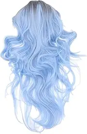 Colorful Long Curly Wig Black Wig with Bangs Wavy Tail Wig Curly Wavy Hair Wigs Long Wavy Wig Colorful Wigs Black Costume for Women Long Curly Wigs for Black Women Black Wigs