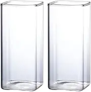 525ml,Drinking Glasses 450ml, Square Highball Glasses, Clear Tall Glass Cups for Water, Milk, Juice Wine, Beer