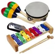 New Drumfire 4 Piece Hand Percussion Pack Kids Education Toy Xylophone