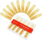 10 Pack Professional Alto Saxophone Reeds with Strength 1.5, Light Brown