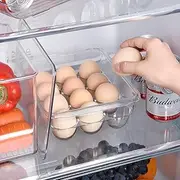 Ambergron Stackable Egg Holder Organizers for Refrigerator, Freezer, Kitchen Plastic 12 Eggs Storage Trays with Lids, Pantry, Fridge, Countertop, Kitchen, Clear Container, BPA-Free