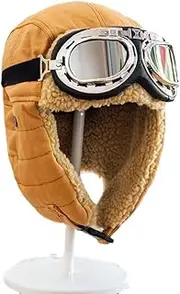 [Kelukes] Fleece Trapper Pilot Hat Ushanka Russian Eskimo Warm Winter Skiing Hats Trooper Ear Flaps Cap for Men Women, Yellow-2
