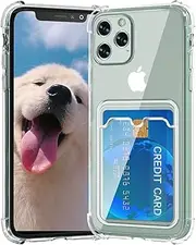 Design for iPhone 11 Pro Max Case with Card Holder, Wallet Case Clear Slim Soft Protective Cover Shockproof Anti-Scratch Phone Card Case for iPhone 11 Pro Max