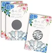 It's A Girl! Adorable Baby Elephant Themed Gender Reveal Scratch Off Cards for Baby Showers, 20 2" X 3” Double Sided Cards by AmandaCreation