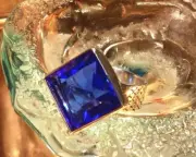 Genuine 925 Sterling Silver Created Swiss Blue Quartz Ring Boho Regal Size 8.5
