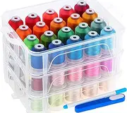 [New brothread] 60 Brother Colors 500m Each Embroidery Machine Thread with Clear Plastic Storage Box for Embroidery Sewing Machine
