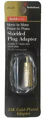 24K Gold-Plated Shielded Plug Adapter RCA Phono to Mono 1/8” RadioShack, 274-871