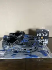 Post Malone Crocs Duet Max Clog Camo Blue Limited Size 11 Rare DS + Jibbitz