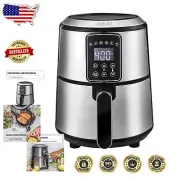 Versatile 5-in-1 3QT Air Fryer with Stainless Steel Finish - Easy Clean Design