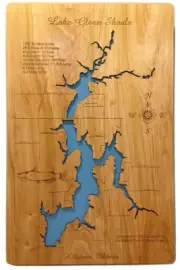 Lake Glenn Shoals, IL - Laser Cut Wood Map | Wall Art | Made to Order