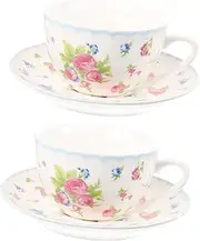 Vaguelly 1Set Handheld Bone China Coffee Cup Set Mug Saucer for Festival Parties Elegant Tea Cup with Retro Design for Home Afternoon Tea