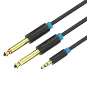 1/8 to 1/4 Audio Cable, 6.35mm TRS to Dual 3.5mm TS Mono Y- Splitter Audio Ca...
