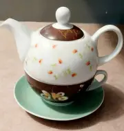 NIB Dicksons Continental Feast Porcelain Tea for 1 Teapot Cup and Saucer Set