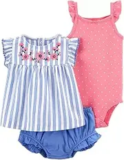 [Carter's] 3-Piece Striped Short Set (6 Months) Blue
