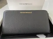 Emporio Armani Cervo Black Leather Unisex Zip saround Wallet, Y3H171 8AHOC