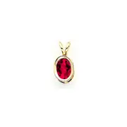 14K Yellow Gold 7x5mm Oval Ruby bezel pendant