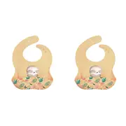 2x Sassi Silicone Bib Gnawy The Sloth Baby/Childrens Tableware Cutlery 6m+