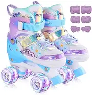 GEIYATOI Kids Roller Skates, Adjustable Size Girl Roller Skates for Kids Beginner, Toddlers Roller Skate with 8 Light Up Wheels, Outdoor Roller Skating for Boys, Girls, Skating Shoes for Ages 3-12