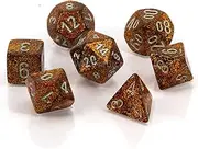 Chessex CHX27503 Polyhedral Dice, 7D Glitter Gold / Silver Set