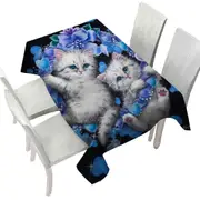 Cute Cats the Blue Wreath Kittens Tablecloth