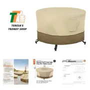Veranda Round Fire Pit Table Cover, 56-inch, Pebble/Bark/Earth