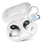 Wireless Earbuds Sport, Bluetooth 5.3 Headphones Bass HiFi Stereo Over EarBuds, 48Hrs Noise Cancelling Headset with Earhook, IP7 Waterproof,White