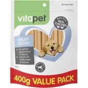 Vitapet Jerhigh Milky Sticks Treats for Puppies & Dogs 2X 400g - Mega Value