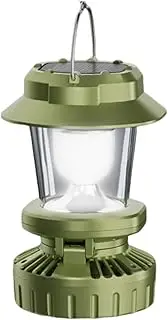 Solar Camping Lantern - USB Charging Outdoor Lamp with Fan | Hangable Folding Waterproof Lamp for Hiking Emergencies Outdoor RV Patio Backyard Garden Tent Landscaping