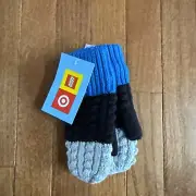 LEGO Collection Toddler Mittens Knit Waffle Textured 2T-5T NWT Gray Blue
