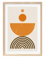 [Profile Australia] Australian Made Orange Boho Sun Bowl Art Print A2 in Natural Frame