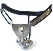HCUDFN BDSM Stainless Steel Male Chastity Belt Underwear Wrap Scrotum Penis Cage Chastity Device Sex Toys for Men Couples(Waist 76~82cm)