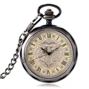 Men's Mechanical Pocket Watch Roman Numerals Dial Antique Pendant Hand Winding