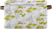 Wildflowers Plants Yellow Cloth Organizing Bins with Handle, Collapsible Nursery Storage, Set of 2
